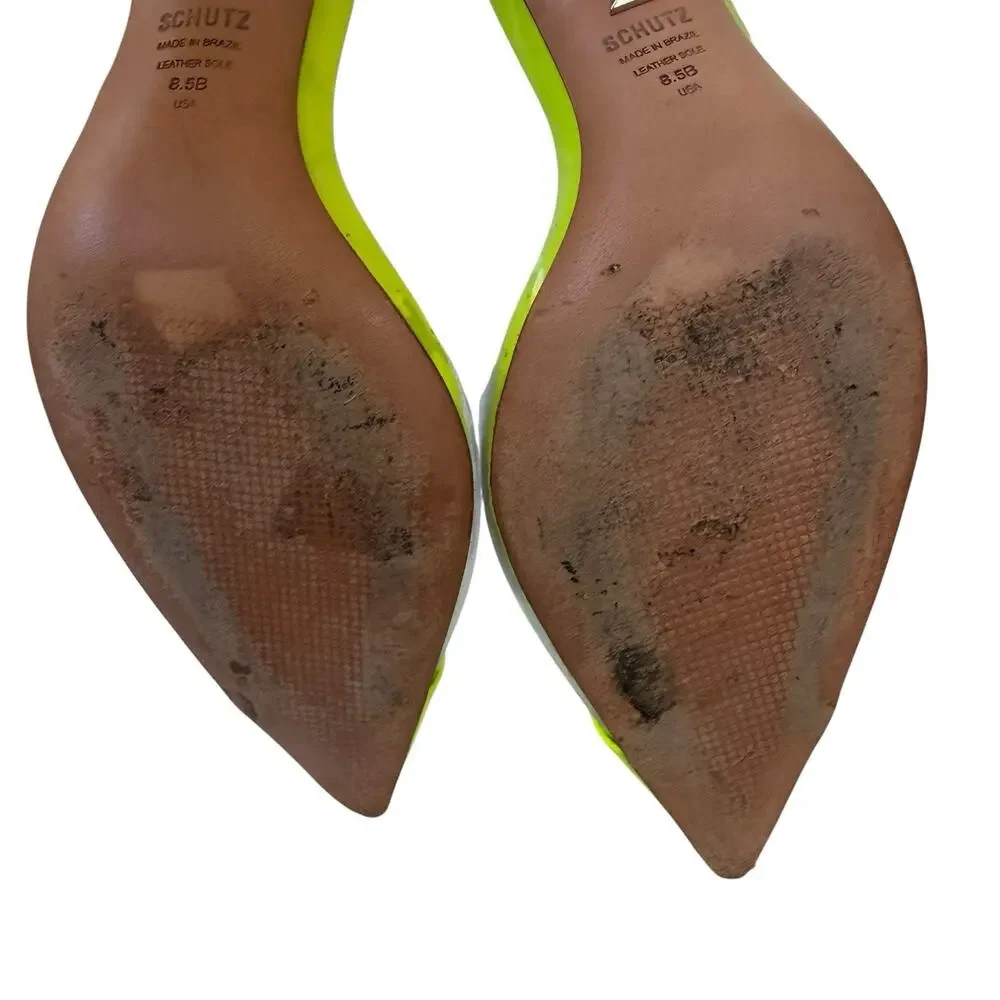 Schutz 250061 Womens Garthy Pointy Toe Pump Neon Yellow Size 8.5 B